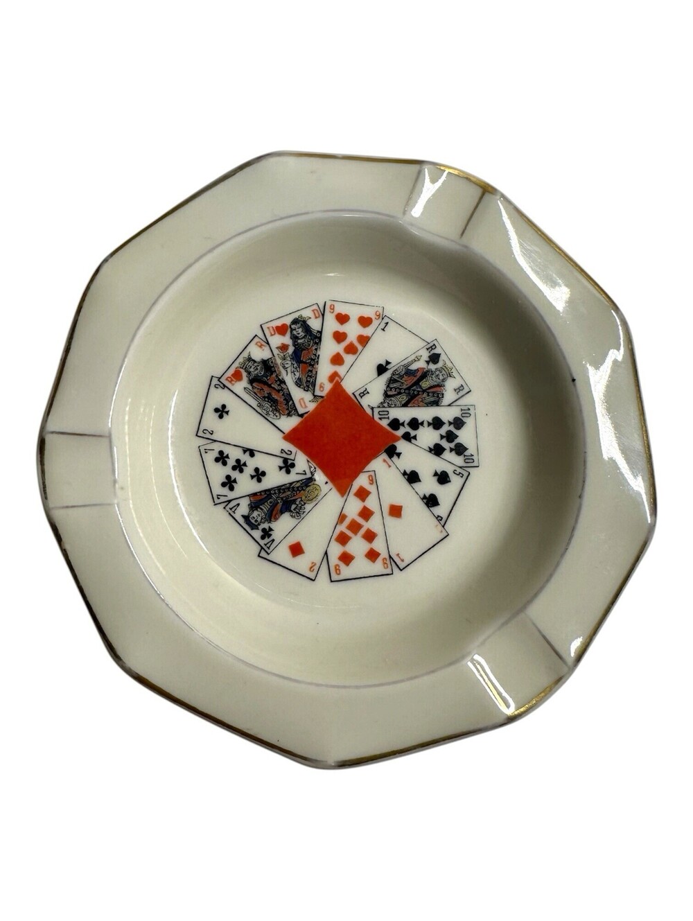 Vintage L Bernardaud & Co Limoges France Rare Ceramic Playing Cards Ashtray B&Co